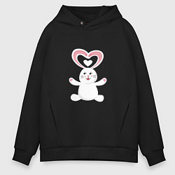 Толстовка оверсайз мужская Влюблённый кролик, цвет: черный