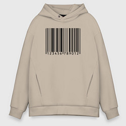 Толстовка оверсайз мужская Штрих код, цвет: миндальный