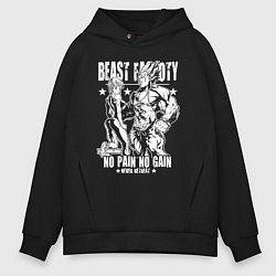 Толстовка оверсайз мужская Goku & Chi-Chi - Dragon Ball - bodybuilding - No p, цвет: черный