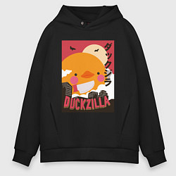 Толстовка оверсайз мужская Утка Годзилла, цвет: черный