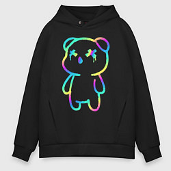 Толстовка оверсайз мужская Cool neon bear, цвет: черный
