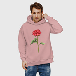 Толстовка оверсайз мужская Роза красная, цвет: пыльно-розовый — фото 2