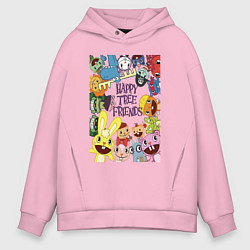 Толстовка оверсайз мужская Happy three friends - poster, цвет: светло-розовый
