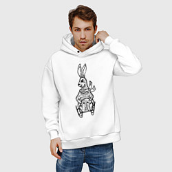 Толстовка оверсайз мужская Кролик на санках, цвет: белый — фото 2