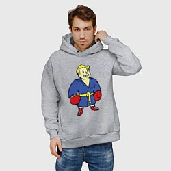 Толстовка оверсайз мужская Vault boy - boxer, цвет: меланж — фото 2