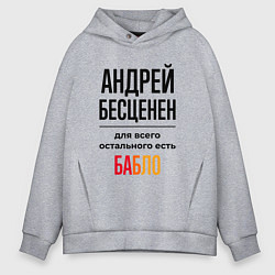 Толстовка оверсайз мужская Андрей бесценен, для всего остального есть бабло, цвет: меланж
