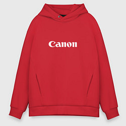 Толстовка оверсайз мужская Canon - белый логотип, цвет: красный