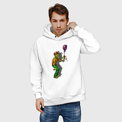 Толстовка оверсайз мужская Зомби и шарик, цвет: белый — фото 2