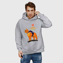 Толстовка оверсайз мужская Stray - cat logo, цвет: меланж — фото 2
