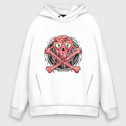 Толстовка оверсайз мужская Pink skull, цвет: белый