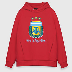 Толстовка оверсайз мужская Эмблема федерации футбола Аргентины, цвет: красный