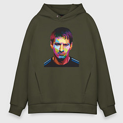 Толстовка оверсайз мужская Face Messi, цвет: хаки