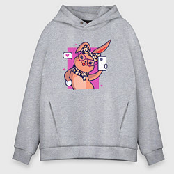 Толстовка оверсайз мужская Селфи зайки, цвет: меланж