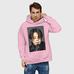 Толстовка оверсайз мужская Handsome Jimin, цвет: светло-розовый — фото 2