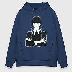 Толстовка оверсайз мужская Wednesday Addams портрет, цвет: тёмно-синий
