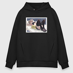 Толстовка оверсайз мужская Надзуна в кроватке, цвет: черный