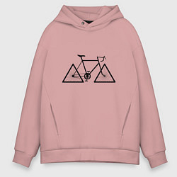 Толстовка оверсайз мужская Велосипед с треугольными колесами, цвет: пыльно-розовый