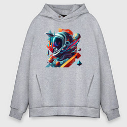 Толстовка оверсайз мужская Космонавт в кубизме, цвет: меланж