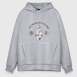 Толстовка оверсайз мужская Любителям серфинга, цвет: меланж