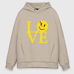 Толстовка оверсайз мужская Smile love, цвет: миндальный
