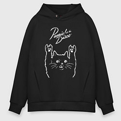 Толстовка оверсайз мужская Panic! At the disco рок кот, цвет: черный