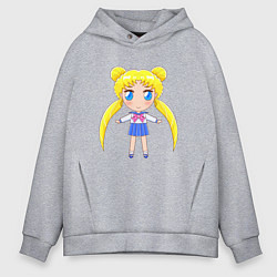 Толстовка оверсайз мужская Sailor moon chibi, цвет: меланж