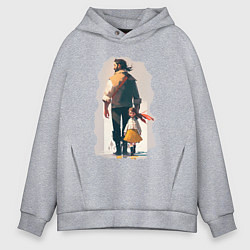 Толстовка оверсайз мужская Дочка и отец вместе, цвет: меланж