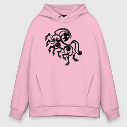 Толстовка оверсайз мужская Слейпнир конь бога Одина, цвет: светло-розовый