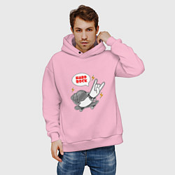 Толстовка оверсайз мужская Рок улитка на скейте, цвет: светло-розовый — фото 2
