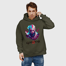 Толстовка оверсайз мужская God of War, Kratos, цвет: хаки — фото 2