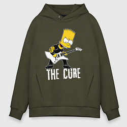 Толстовка оверсайз мужская The Cure Барт Симпсон рокер, цвет: хаки