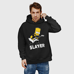 Толстовка оверсайз мужская Slayer Барт Симпсон рокер, цвет: черный — фото 2