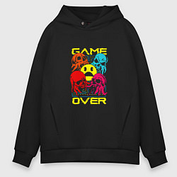 Толстовка оверсайз мужская Game over inscription, цвет: черный