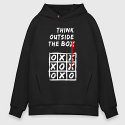 Толстовка оверсайз мужская Think outside the box game, цвет: черный