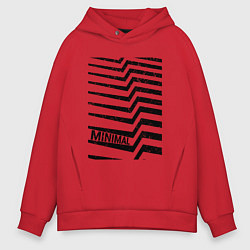 Толстовка оверсайз мужская Minimal надпись и полосы, цвет: красный