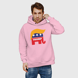 Толстовка оверсайз мужская Trump elephant, цвет: светло-розовый — фото 2