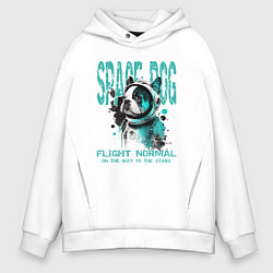 Толстовка оверсайз мужская Космический пес, цвет: белый
