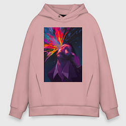 Толстовка оверсайз мужская Disco Elysium - Взрыв мозга, цвет: пыльно-розовый