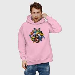 Толстовка оверсайз мужская Персонажи фнаф, цвет: светло-розовый — фото 2