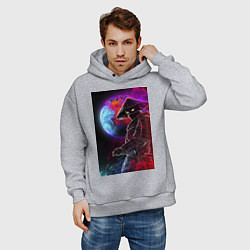 Толстовка оверсайз мужская Космический самурай, цвет: меланж — фото 2