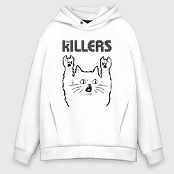 Толстовка оверсайз мужская The Killers - rock cat, цвет: белый