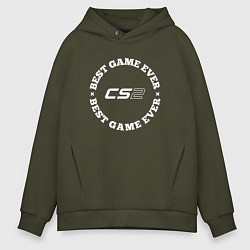 Толстовка оверсайз мужская Символ Counter Strike 2 и круглая надпись best gam, цвет: хаки