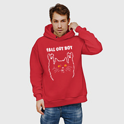 Толстовка оверсайз мужская Fall Out Boy rock cat, цвет: красный — фото 2