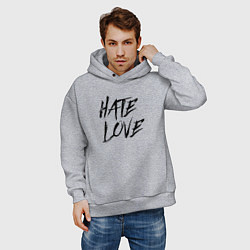 Толстовка оверсайз мужская Hate love Face, цвет: меланж — фото 2