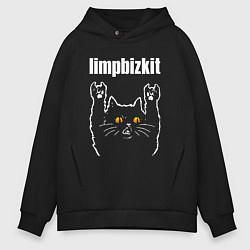 Толстовка оверсайз мужская Limp Bizkit rock cat, цвет: черный