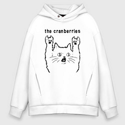 Толстовка оверсайз мужская The Cranberries - rock cat, цвет: белый