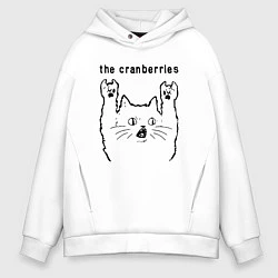 Толстовка оверсайз мужская The Cranberries - rock cat, цвет: белый