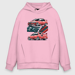 Толстовка оверсайз мужская Mitsubishi Lancer Evolution IX V1, цвет: светло-розовый