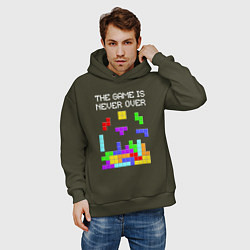 Толстовка оверсайз мужская Tetris - the game is never over, цвет: хаки — фото 2