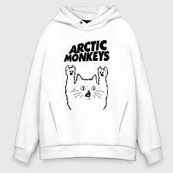 Толстовка оверсайз мужская Arctic Monkeys - rock cat, цвет: белый
